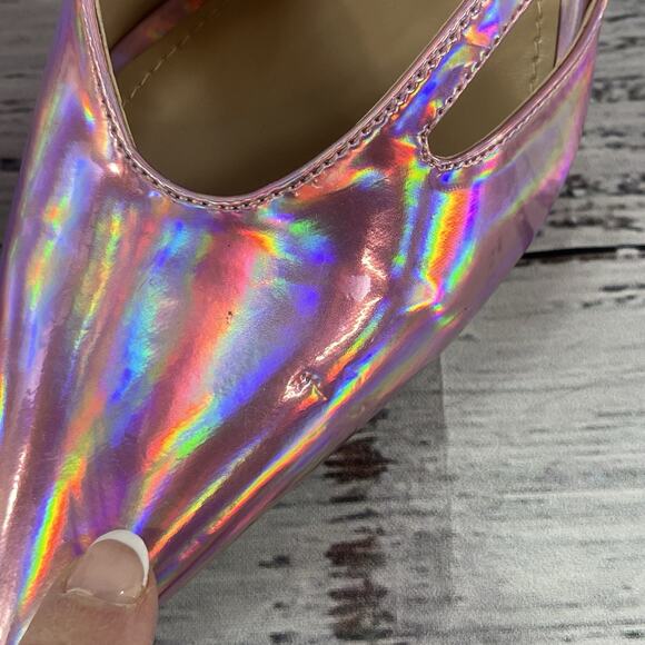 Vivian NY Pink Iridescent Ultra Heels Pumps Mules Shoes size 7.5 M Prom Wedding - Picture 13 of 16